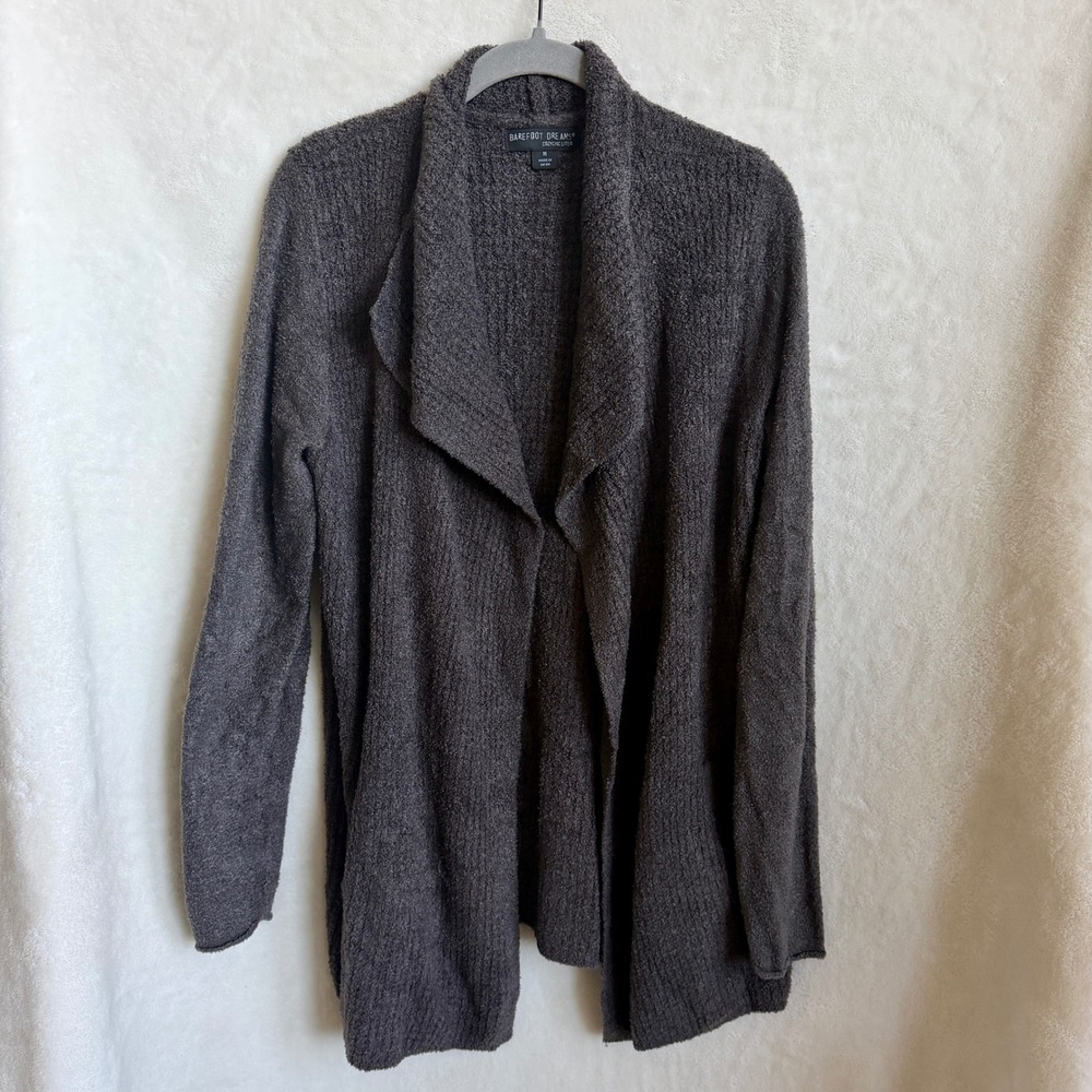 Barefoot Dreams CozyChic Lite Waterfall Open Front Cardigan Gray Size Medium